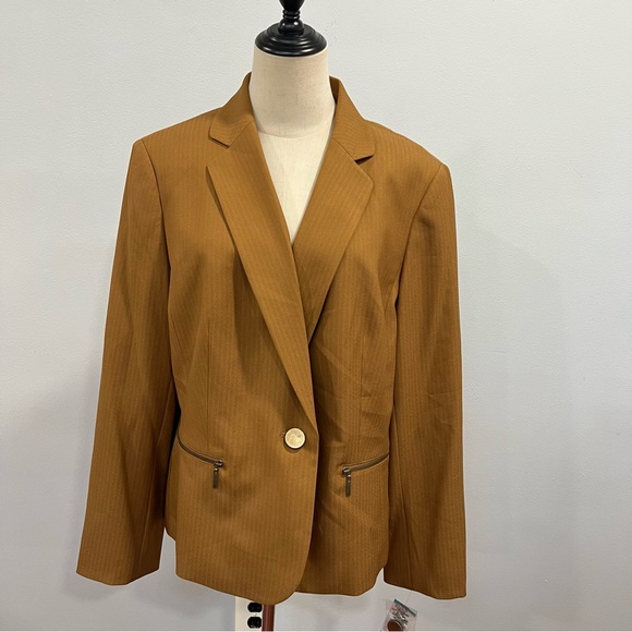 Le Suit Dark Coffee Tan Single Button Blazer Size 16 - New With Tag - Reemoly - Picture 1 of 12